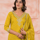 Rajwada Yellow Silk Blend Embroidered Stitched Kurta Set For Women