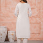Rajwada White Viscose Rayon Embroidered Stitched Kurta Set For Women