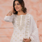 Rajwada White Viscose Rayon Embroidered Stitched Kurta Set For Women
