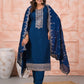 Rajwada Blue Silk Blend Embroidered Stitched Kurta Set For Women