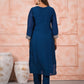 Rajwada Blue Silk Blend Embroidered Stitched Kurta Set For Women