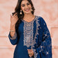 Rajwada Blue Silk Blend Embroidered Stitched Kurta Set For Women