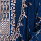 Rajwada Blue Silk Blend Embroidered Stitched Kurta Set For Women
