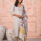 Rajwada Grey Viscose Rayon Embroidered Stitched Kurta Set For Women