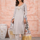 Rajwada Grey Viscose Rayon Embroidered Stitched Kurta Set For Women