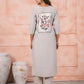 Rajwada Grey Viscose Rayon Embroidered Stitched Kurta Set For Women
