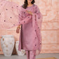 Rajwada Faded Pink Silk Blend Embroidered Stitched Kurta Set For Women