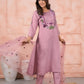 Rajwada Faded Pink Silk Blend Embroidered Stitched Kurta Set For Women