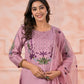 Rajwada Faded Pink Silk Blend Embroidered Stitched Kurta Set For Women