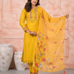 Rajwada Yellow Silk Blend Embroidered Stitched Kurta Set For Women