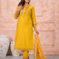 Rajwada Yellow Silk Blend Embroidered Stitched Kurta Set For Women