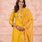 Rajwada Yellow Silk Blend Embroidered Stitched Kurta Set For Women