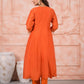 Rajwada Orange Silk Blend Embroidered Stitched Kurta Set For Women