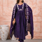 Rajwada Purple Viscose Rayon Embroidered Stitched Kurta Set For Women