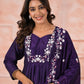 Rajwada Purple Viscose Rayon Embroidered Stitched Kurta Set For Women