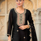 Rajwada Black Chinon Embroidered Stitched Kurta Set For Women