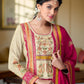 Rajwada Pink & Cream Chinon Embroidered Stitched Kurta Set For Women
