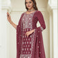 Rajwada Dusty Maroon Chinon Embroidered Stitched Kurta Set For Women