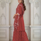 Rajwada Rust Orange Chinon Embroidered Stitched Kurta Set For Women
