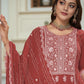 Rajwada Rust Orange Chinon Embroidered Stitched Kurta Set For Women