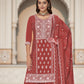Rajwada Rust Orange Chinon Embroidered Stitched Kurta Set For Women