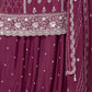 Rajwada Wine Chinon Embroidered Stitched Kurta Set For Women