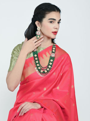 Rajwada Golden And Green Alloy Kundan Jewellery Set For Women
