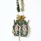 Rajwada Green Suede Embroidered Lotus Potli For Women