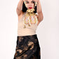 Rajwada Beige Suede Embroidered Lotus Potli For Women