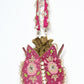 Rajwada Pink Suede Embroidered Lotus Potli For Women