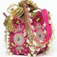 Rajwada Pink Suede Embroidered Lotus Potli For Women
