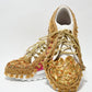 Rajwada Pink And Golden PU Embellished Shoes For Women