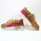 Rajwada Pink And Golden PU Embellished Shoes For Women