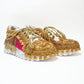 Rajwada Pink And Golden PU Embellished Shoes For Women