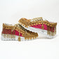 Rajwada Pink And Golden PU Embellished Shoes For Women