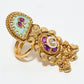 Rajwada Gold And Blue Alloy Embellished Ring For Women