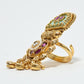 Rajwada Gold And Blue Alloy Embellished Ring For Women