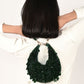 Rajwada Dark Green Suede Embellished Clutch For Women