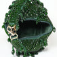 Rajwada Dark Green Suede Embellished Clutch For Women