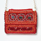 Rajwada Red Suede Embellished Clutch For Women