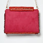 Rajwada Red Suede Embellished Clutch For Women