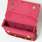 Rajwada Red Suede Embellished Clutch For Women