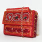 Rajwada Red Suede Embellished Clutch For Women
