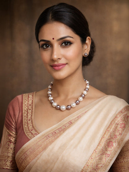 Rajwada Mauve Alloy Pearl Jewellery Set For Women