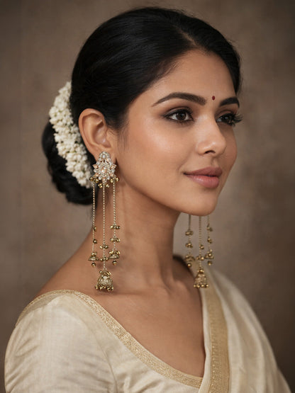 Rajwada Gold Alloy Pearl And Stone Earrings For Women