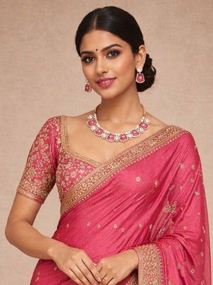 Rajwada Pink And White Alloy Stone Jewellery Set For Women
