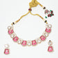 Rajwada Pink And White Alloy Stone Jewellery Set For Women