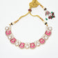 Rajwada Pink And White Alloy Stone Jewellery Set For Women