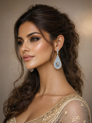 Rajwada Sky Blue Alloy Stone Earrings For Women
