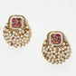 Rajwada Pink And White Alloy Pearl Earrings For Women